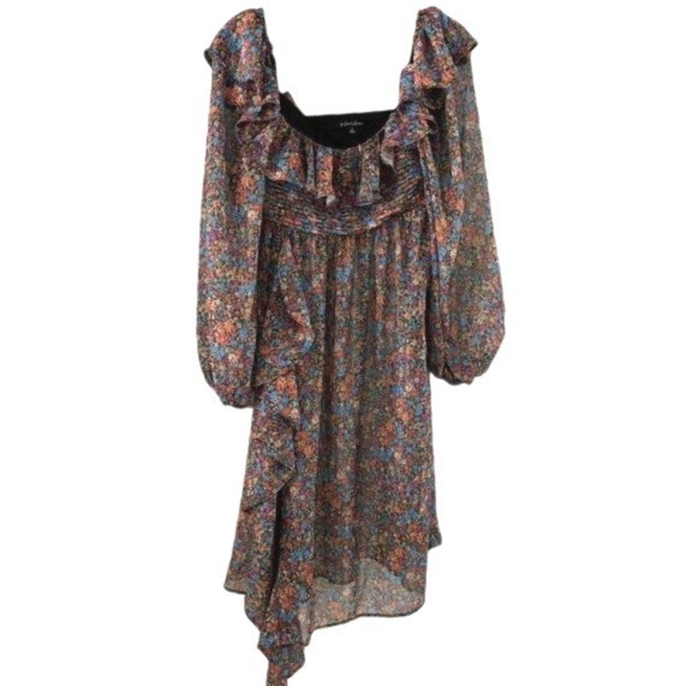 NWOT FOR LOVE & LEMONS SMALL BRITTANY DITSY FLORAL SHEER MIDI DRESS Ruffle BOHO